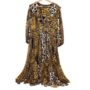 Vintage Christopher Raund Animal Print Ruffle Dress